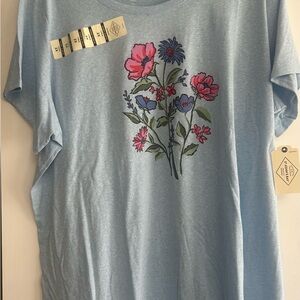 St. John's Bay Blue Floral Short Sleeve Tee